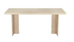 Nordic style beige painted rectangular dining table with Grey Travertine paper veneer