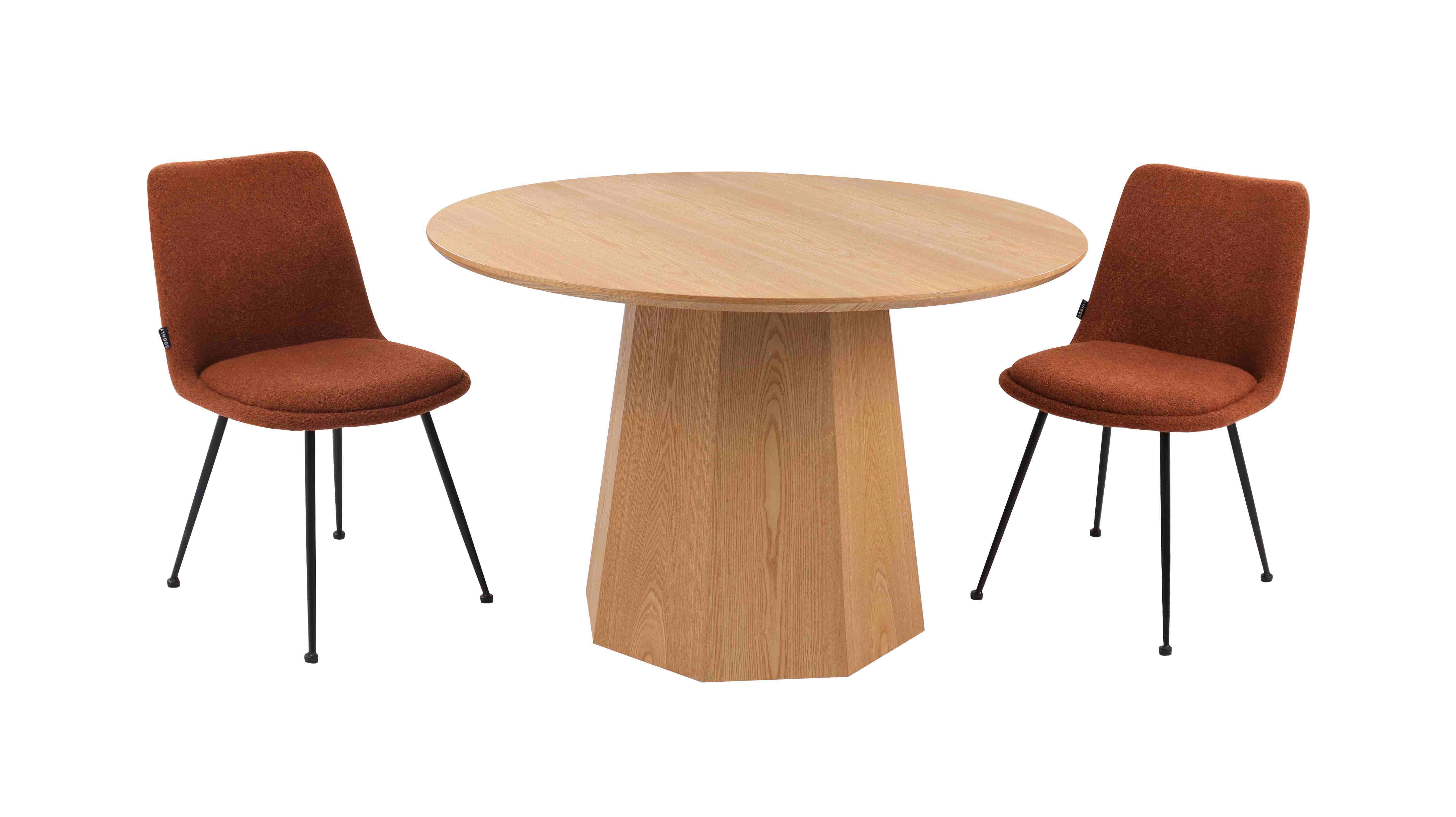 Ash Wood Round dining table with surface veneer clear painted MDF materials