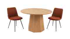 Ash Wood Round dining table with surface veneer clear painted MDF materials