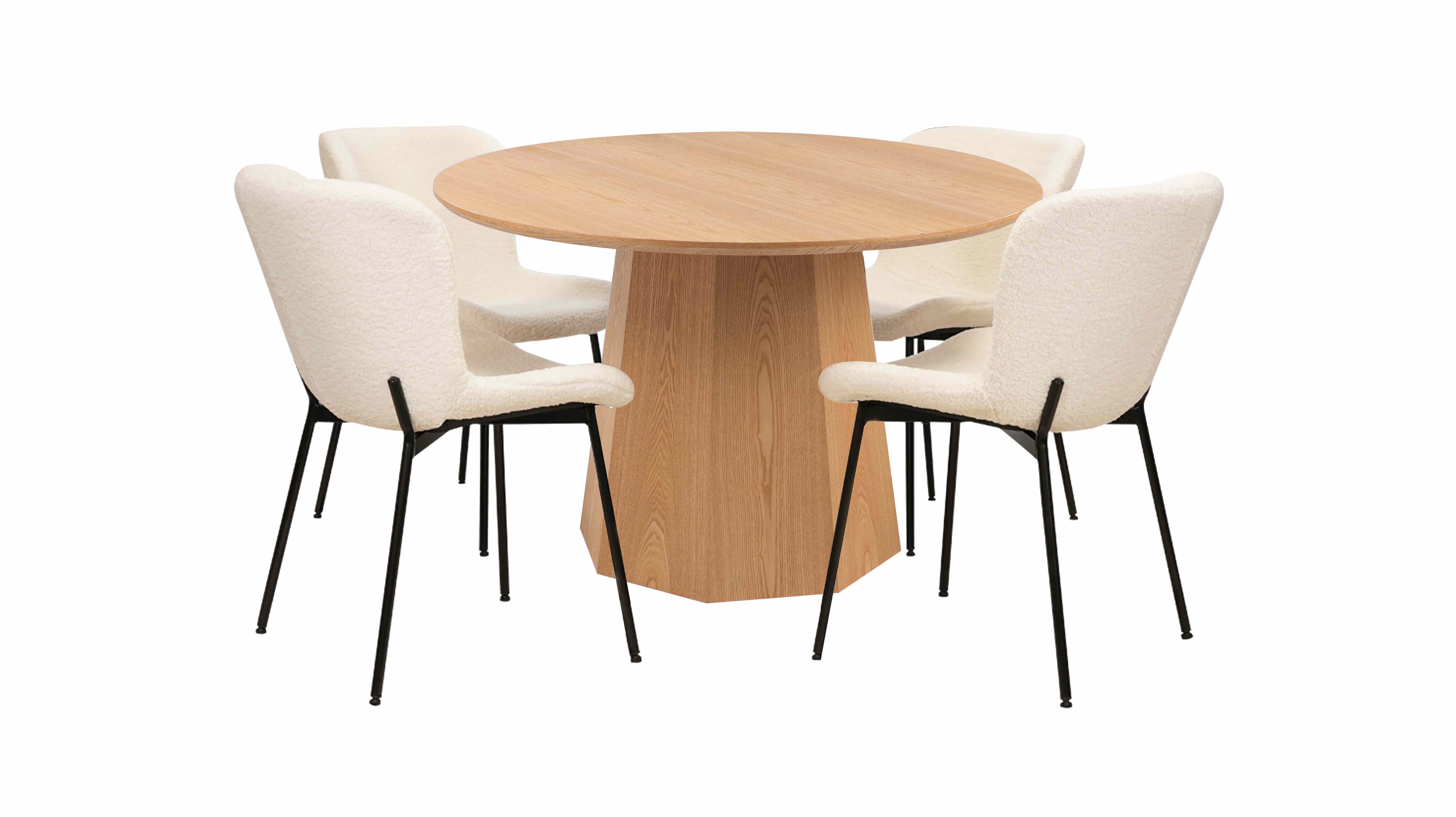 Ash Wood Round dining table with surface veneer clear painted MDF materials