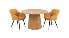 Ash Wood Round dining table with surface veneer clear painted MDF materials