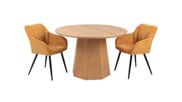 Ash Wood Round dining table with surface veneer clear painted MDF materials