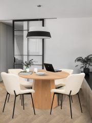 Ash Wood Round dining table with surface veneer clear painted MDF materials