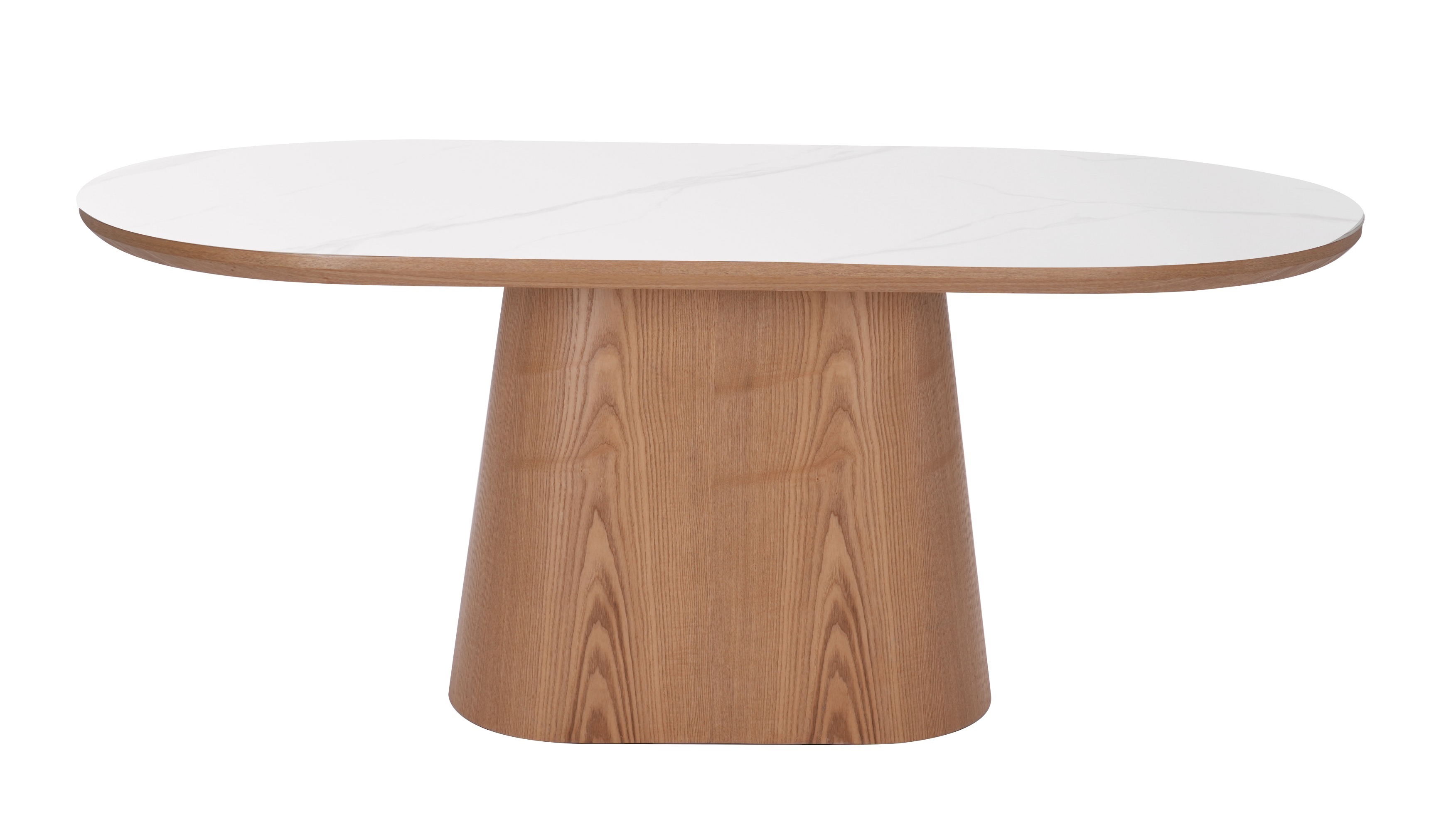 Stylish Rectangle Dining Table Combine Double top white ceramic and walnut veneer