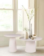 white color circle coffee table set