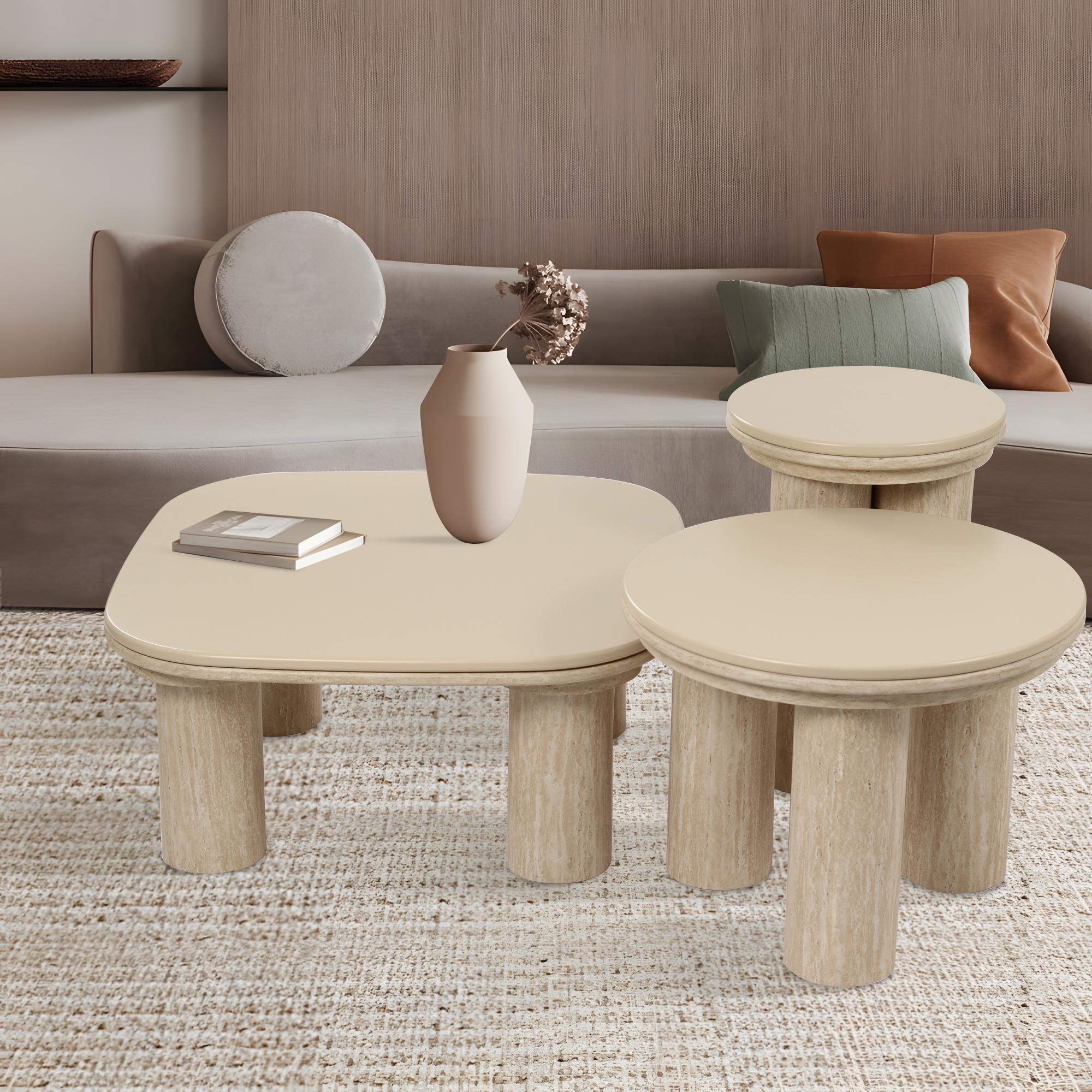 Beige color coffee table set