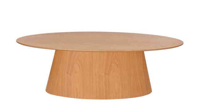Oval walnut color coffee table