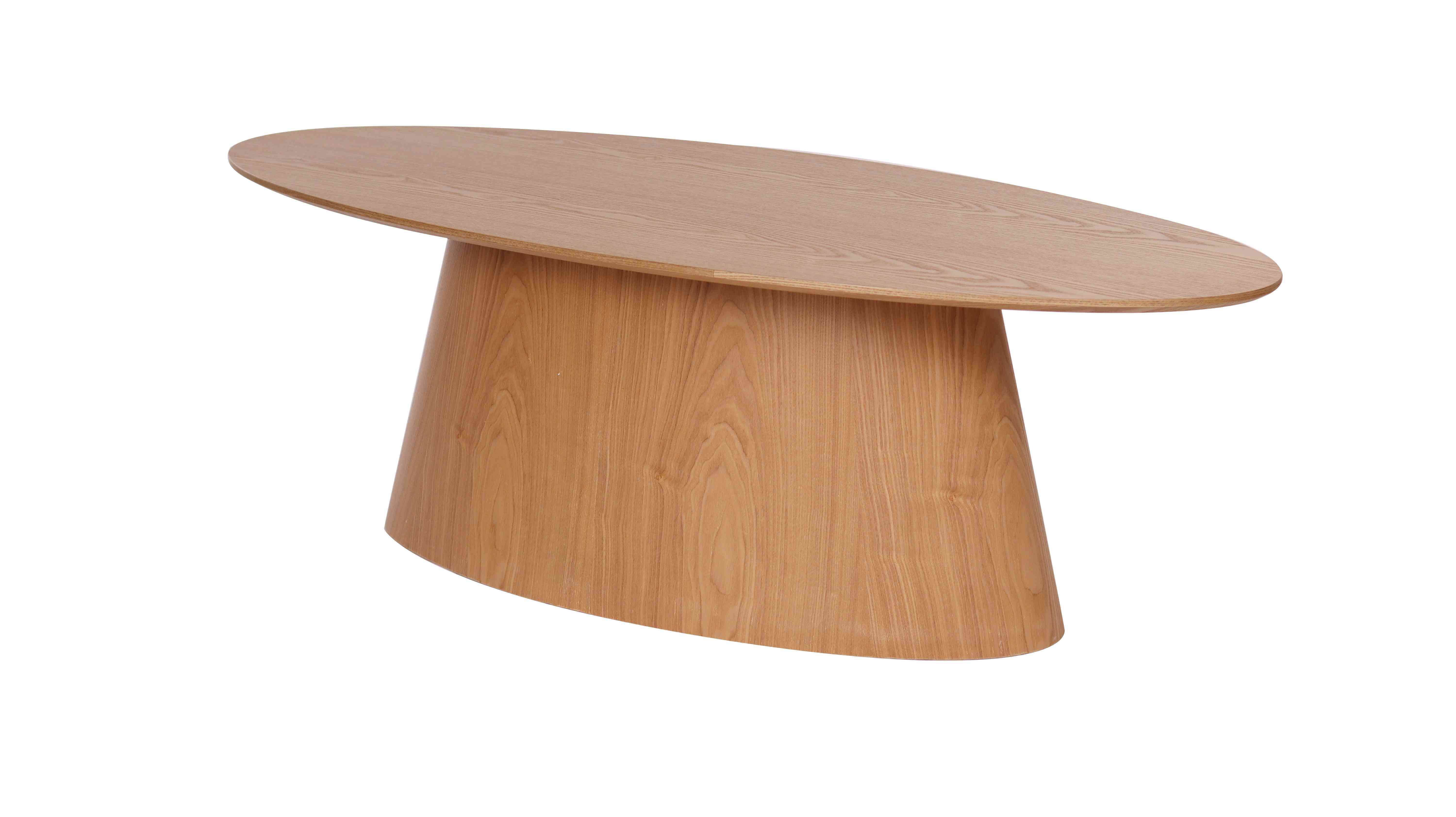 Oval walnut color coffee table