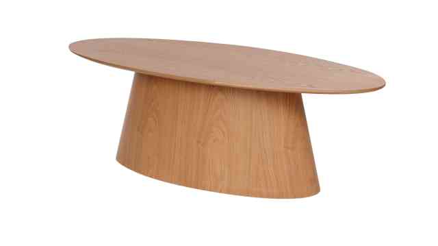 Oval walnut color coffee table