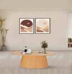 Oval walnut color coffee table