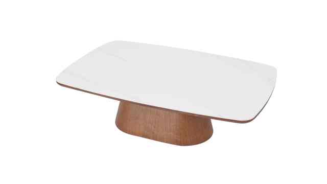 White ceramic oval coffee table
