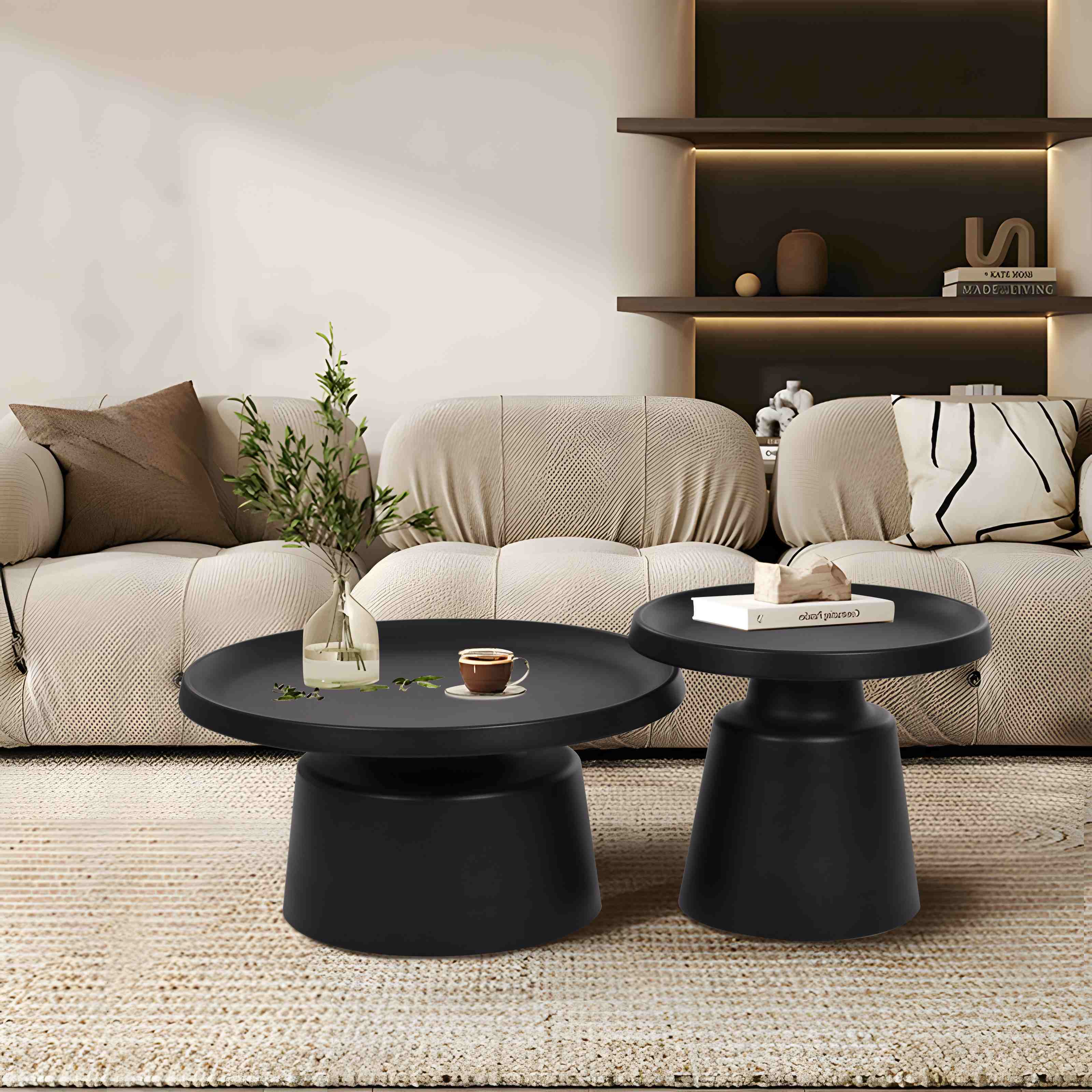 All black metal materials Stable Coffee Table