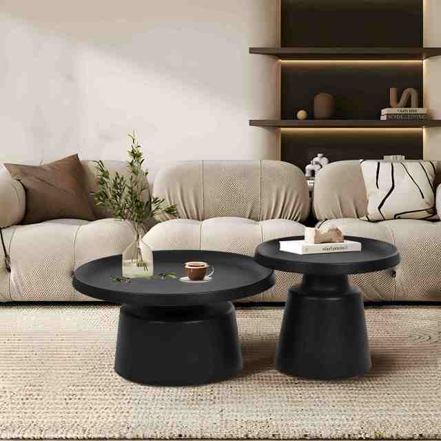 All black metal materials Stable Coffee Table