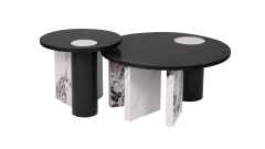 Black White Stylish Coffee table Set paper veneer MDF
