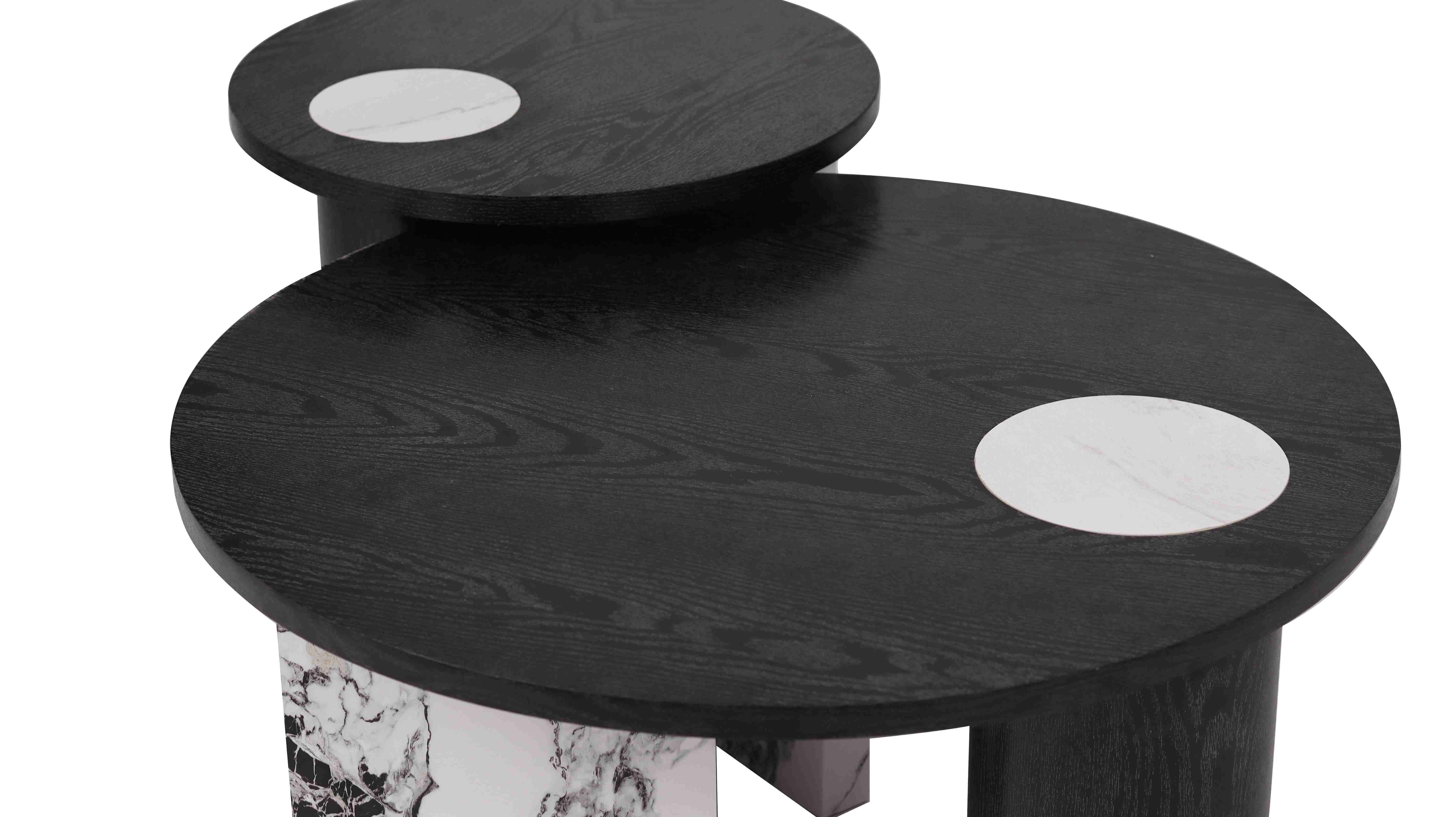 Black White Stylish Coffee table Set paper veneer MDF