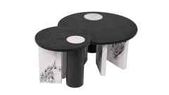 Black White Stylish Coffee table Set paper veneer MDF