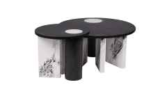 Black White Stylish Coffee table Set paper veneer MDF