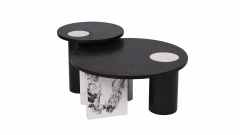 Black White Stylish Coffee table Set paper veneer MDF