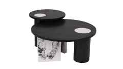 Black White Stylish Coffee table Set paper veneer MDF