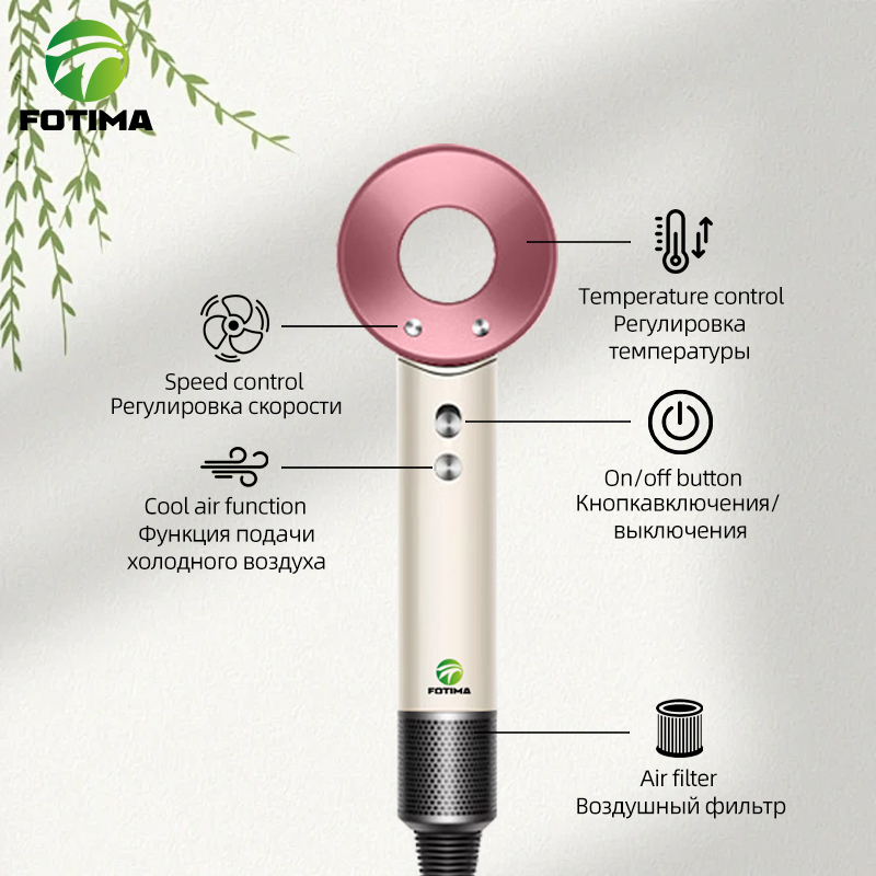 FOTIMA White Pink Hair Dryer
