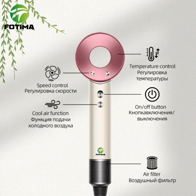 FOTIMA White Pink Hair Dryer