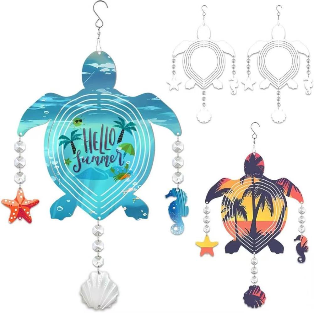 8-inch double-sided aluminum sublimated wind spinner, specially customized shape turtle/wave/square/moon