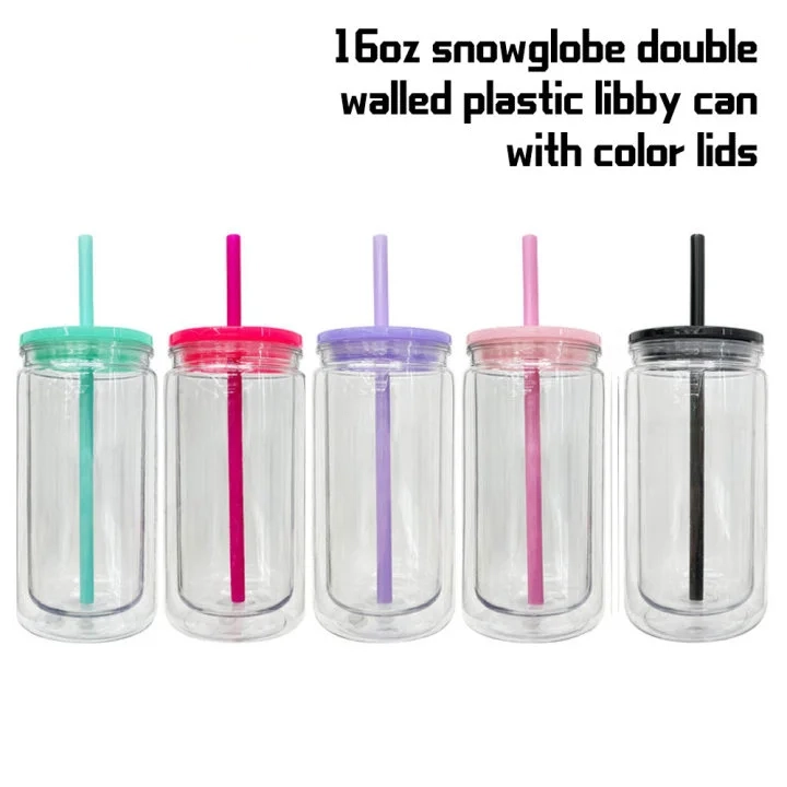 16oz snowglobe plastic can 5 colors mix