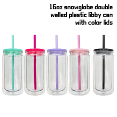 16oz snowglobe plastic can 5 colors mix