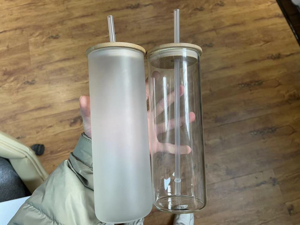 US warehouse 25oz clear frosted glass straight cups for sublimation