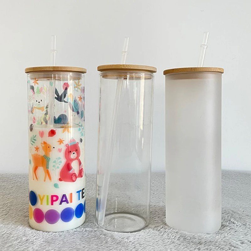 US warehouse 25oz clear frosted glass straight cups for sublimation