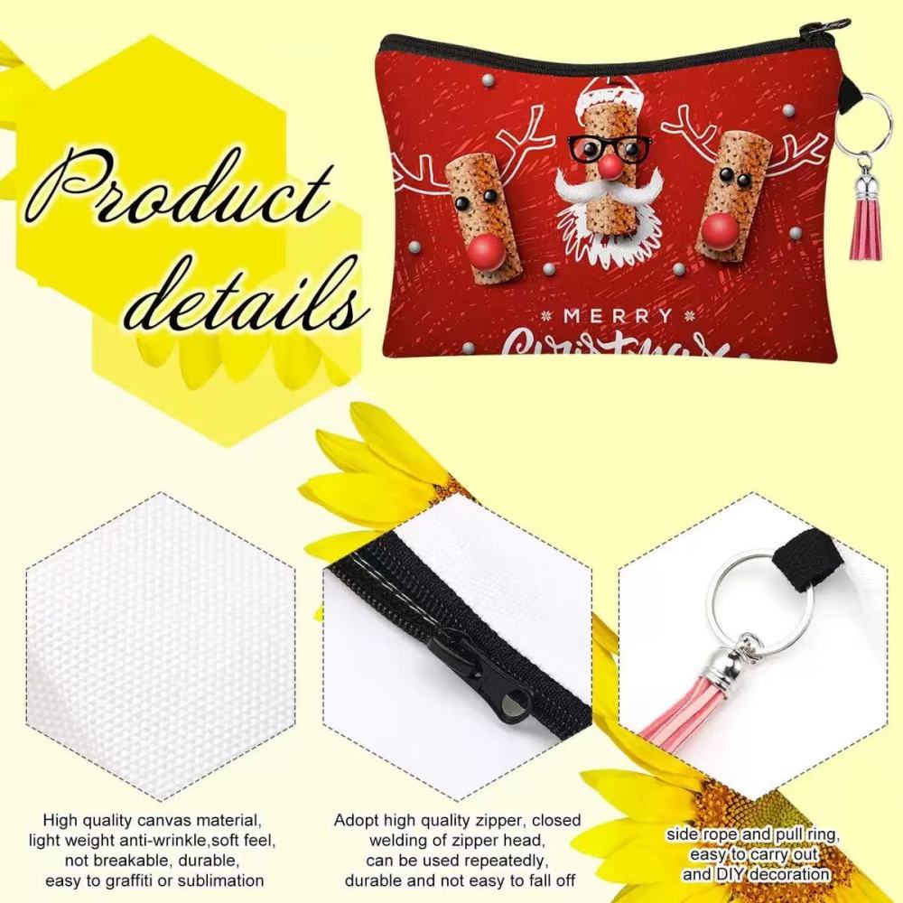 7.9-inch * 5.5-inch sublimation makeup bag with keychain and tassels