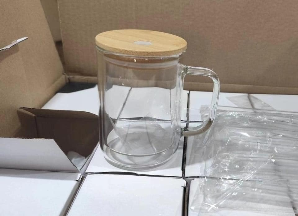 15oz Sublimation Double Wall Glass with Handle 25pcs