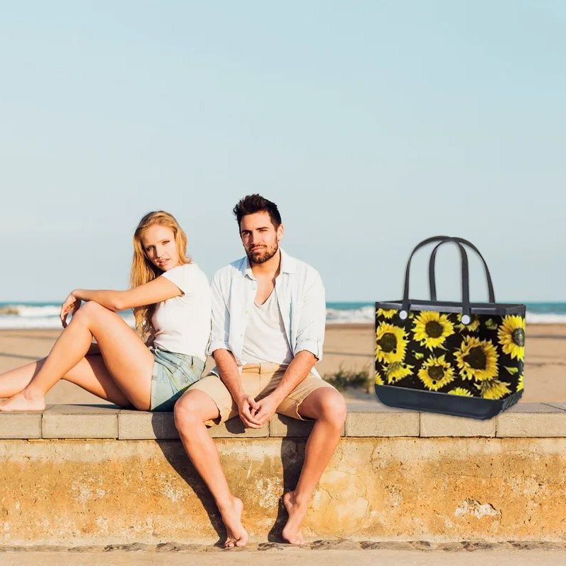 Large 18.5inch Non Sublimation Beach Bag 4pcs Already Mixed Like the Pictures Shows Sunflower/Leopard/MaMa white/ black US Warehouse around 26th Ship out