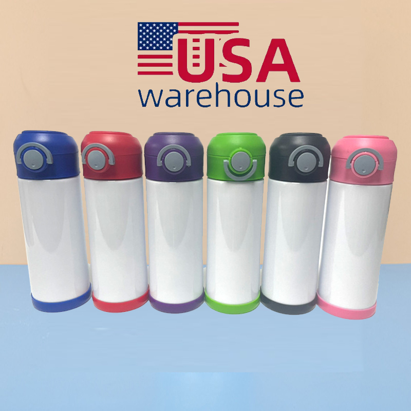 US warehouse 12oz sublimation kids bottle mixed color 24pcs/case