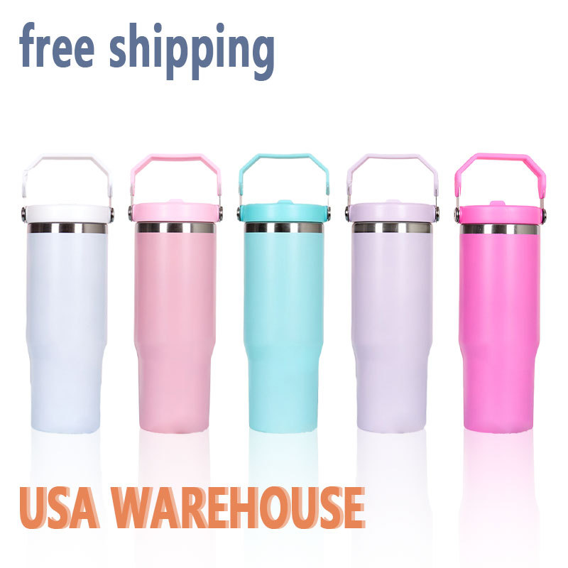 US warehouse 30oz sublimation tumbler with handle mixed color  25pcss/case