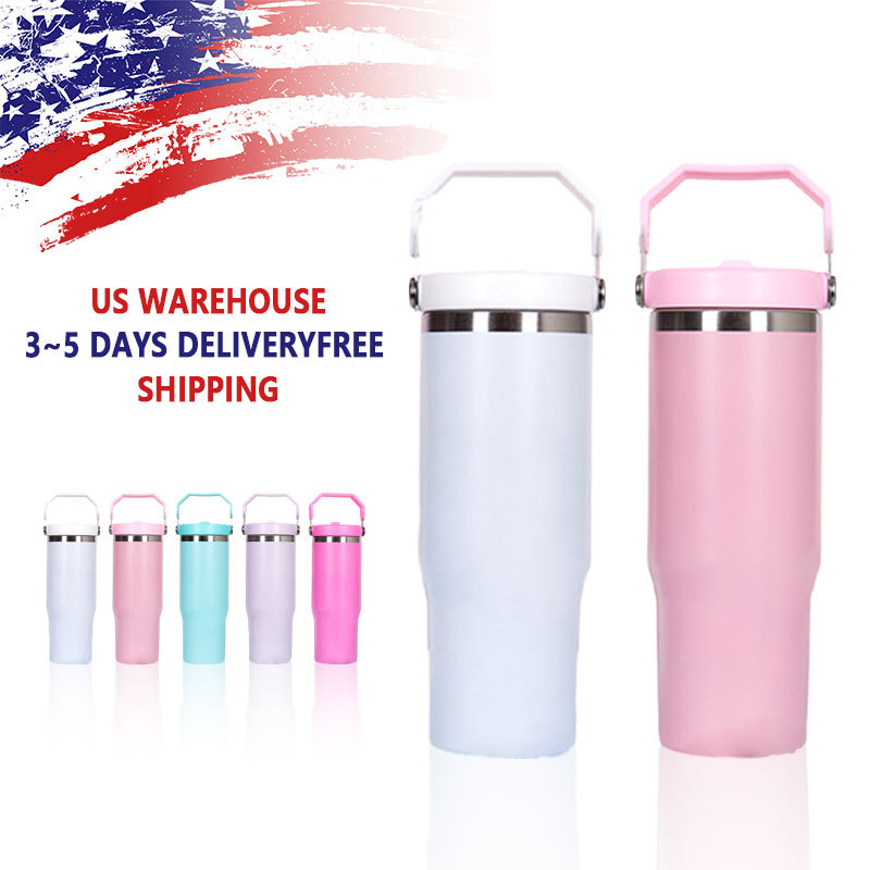 US warehouse 30oz sublimation tumbler with handle mixed color  25pcss/case