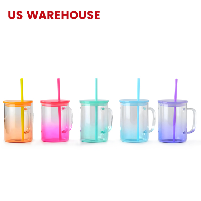 US warehouse 17oz sublimation glass mug mixed color 25pcs/case