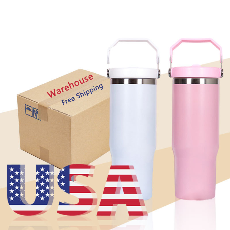 US warehouse 30oz sublimation tumbler with handle mixed color  25pcss/case