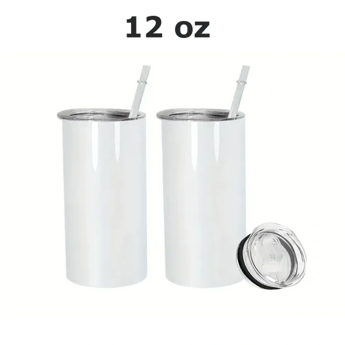 US warehouse 12oz sublimation tumbler with plastic straw 50pcs/case