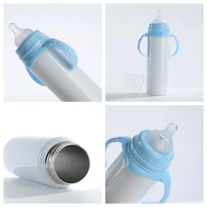 China warehouse 8oz  sublimation baby bottle pink and blue mixed, 25pcs/case
