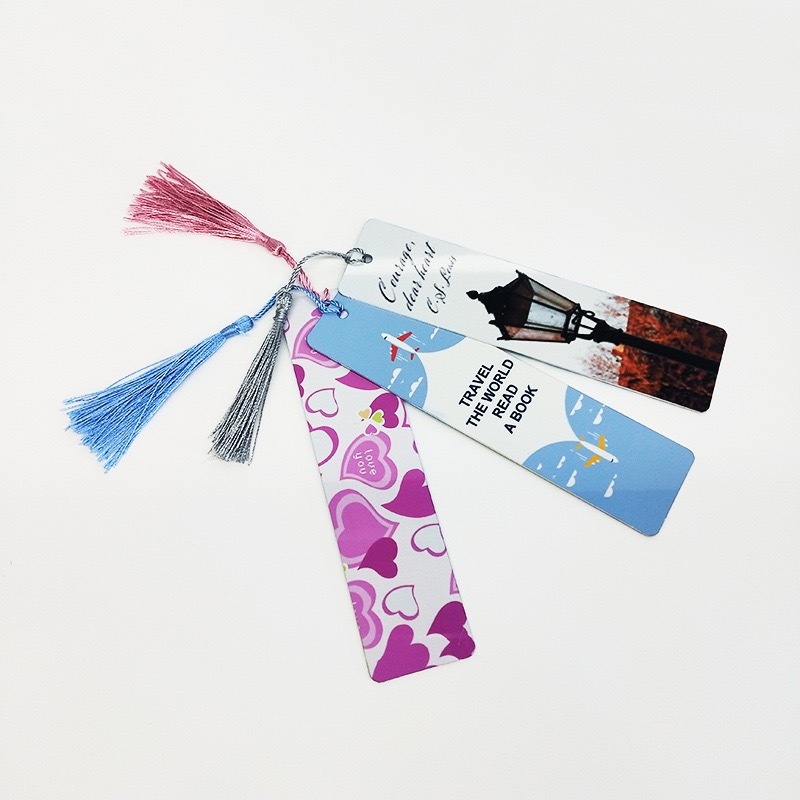 US warehouse ready to ship Sublimation aluminum bookmarks with tassels mixed color randomly