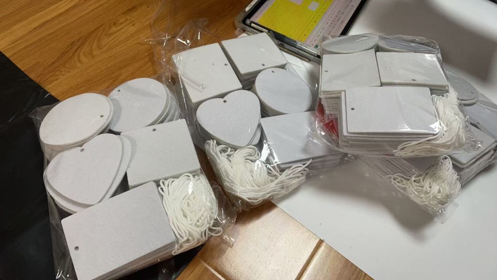 US warehouse ready to ship unscented sublimation blank felt car air fresheners hanging home decoration 60pcs/case