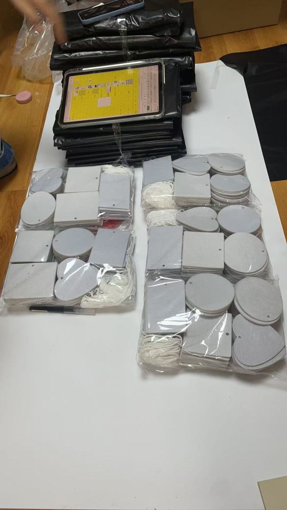 US warehouse ready to ship unscented sublimation blank felt car air fresheners hanging home decoration 60pcs/case