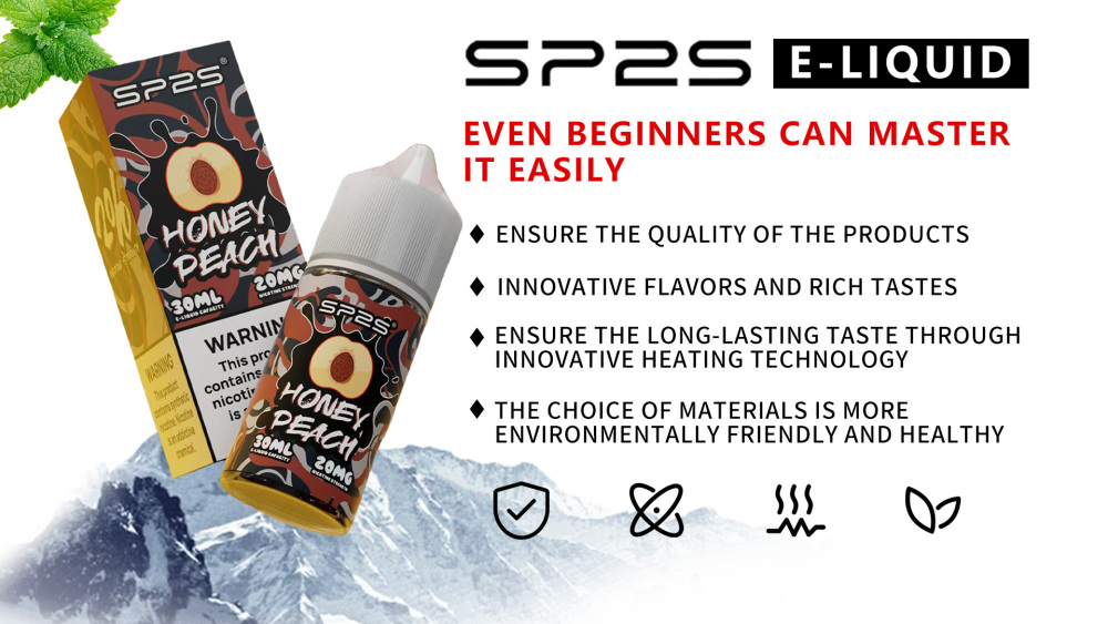 sp2s quality e-liquid, 16 flavors to choose from, new technology for longer heating and flavor retention, low nicotine product