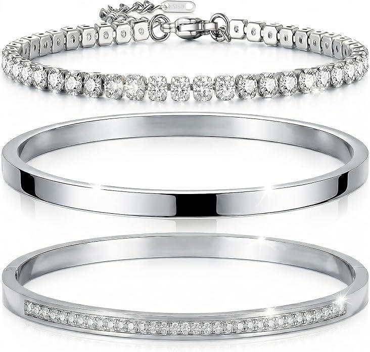 Gold Bracelets for Women Stackable Bangles Love & Friendship Stainless Steel Jewelry Valentines Day Gifts for Her
