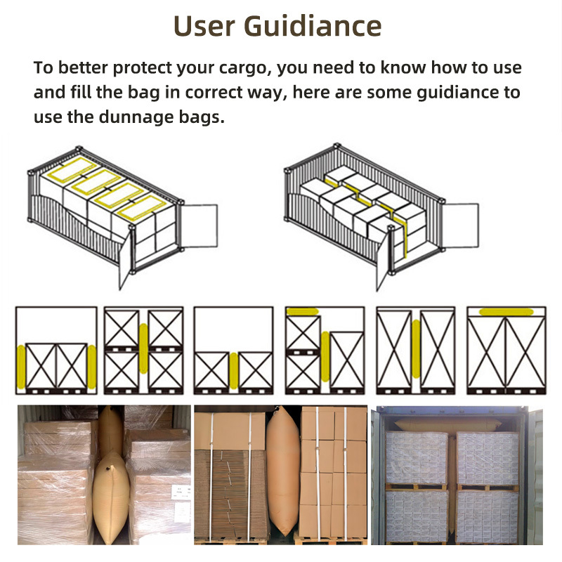 Ameson Kraft Paper dunnage bags: user guidance on how to correctly fill and use bags for cargo protection.