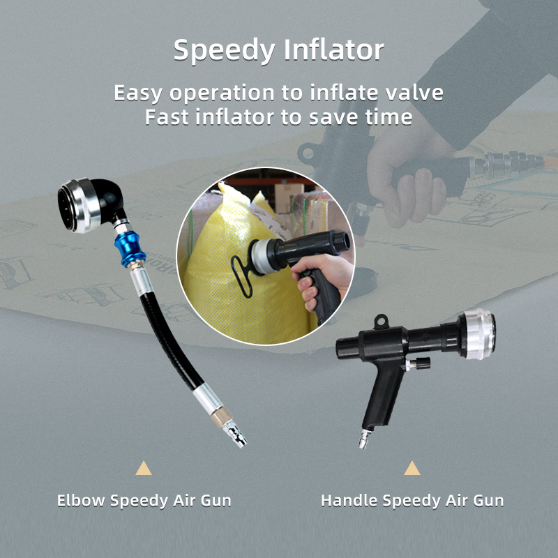 Ameson PP Woven air dunnage bags' Speedy Inflator accessories, featuring both Elbow and Handle Speedy Air Guns.