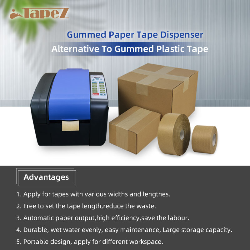 TapeZ Electric Water Activated Tape Dispenser: an automatic, portable, and efficient machine.