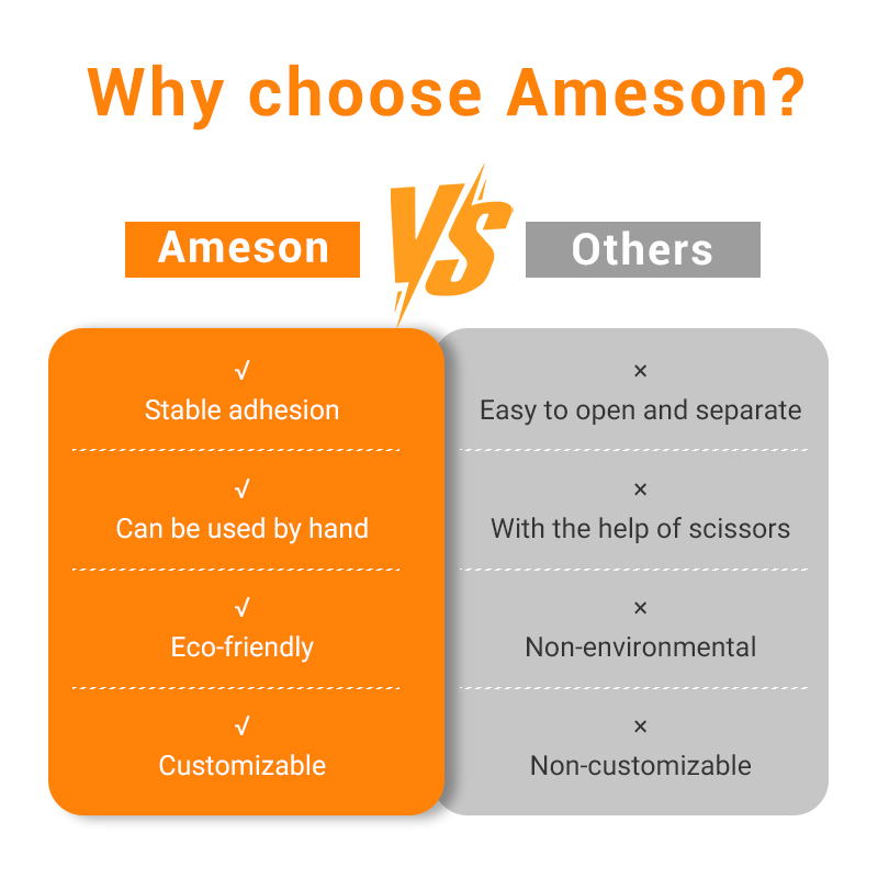 Ameson kraft paper tape vs others: stable adhesion, hand-tearable, eco-friendly, and customizable.