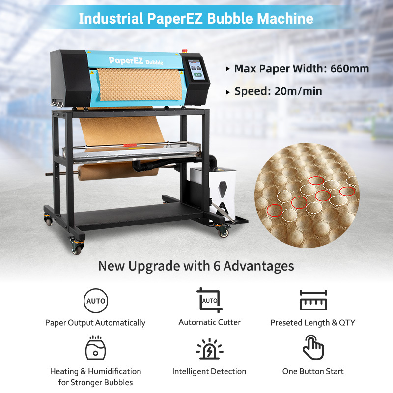 PaperEZ Industrial Bubble Paper Machine: a new model with a 660mm width and 20m/min speed.